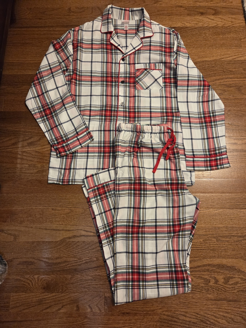 NNT Men's Red & White Plaid Pajama Set - Classic Cotton Sleepwear, M